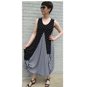 Sun Kim by Comfy USA Black/White Dot/Stripe Dress